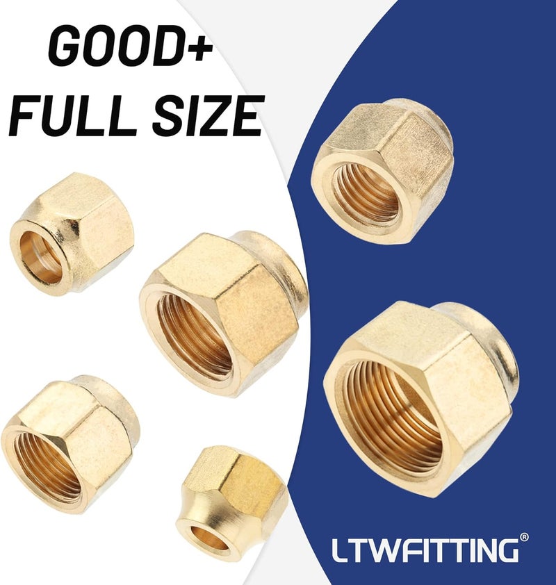 LTWFITTING Assortment Kit Tube OD 1/4-Inch 5/16-Inch 3/8-Inch 1/2-Inch 3/4-Inch 5/8-Inch Brass Flare Short Forged Nut Set(Pack of 30) - Image 3